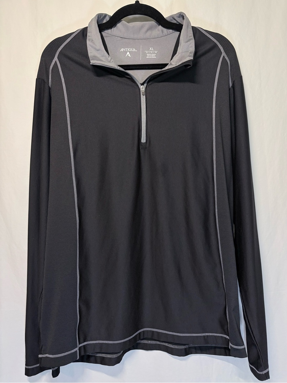 Antigua Men’s XL Gray Pinstripe Quarter Zip Pullover Performance Golf Athletic L